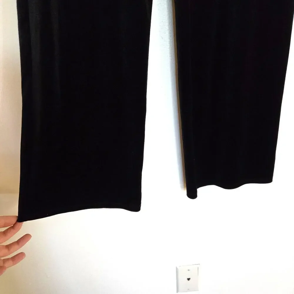 J.Jill Wearever Collection Black Velvet Wide Leg Cropped Pants XS Petite